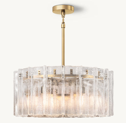 LATTICE CLEAR GLASS ROUND CHANDELIER 37"