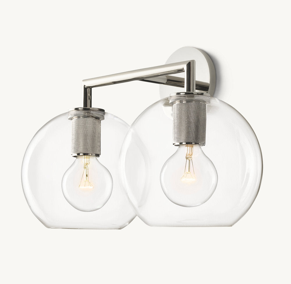 UTILITAIRE GLOBE SHADE DOUBLE SCONCE