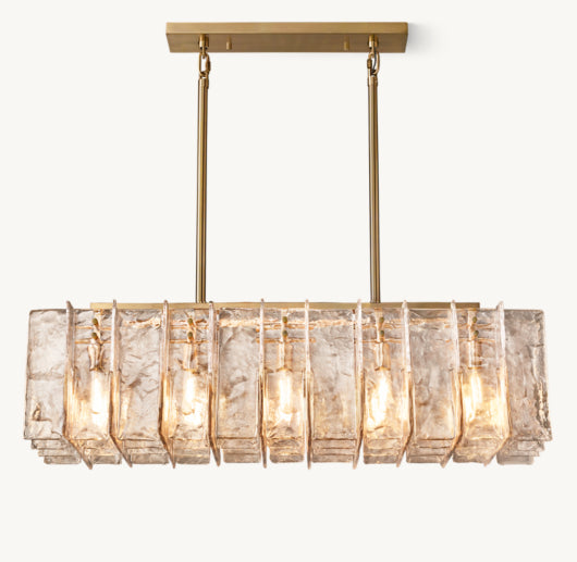 LATTICE SMOKE GLASS LINEAR CHANDELIER 49"
