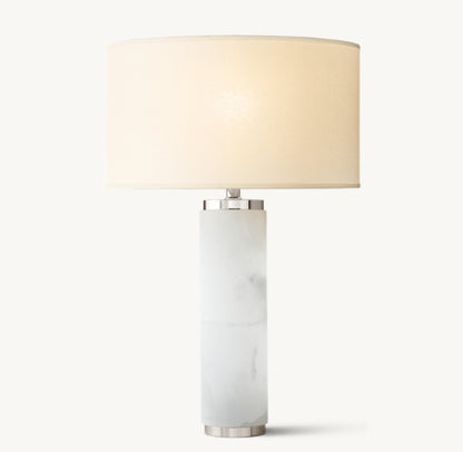 CYLINDRICAL COLUMN ALABASTER TABLE LAMP