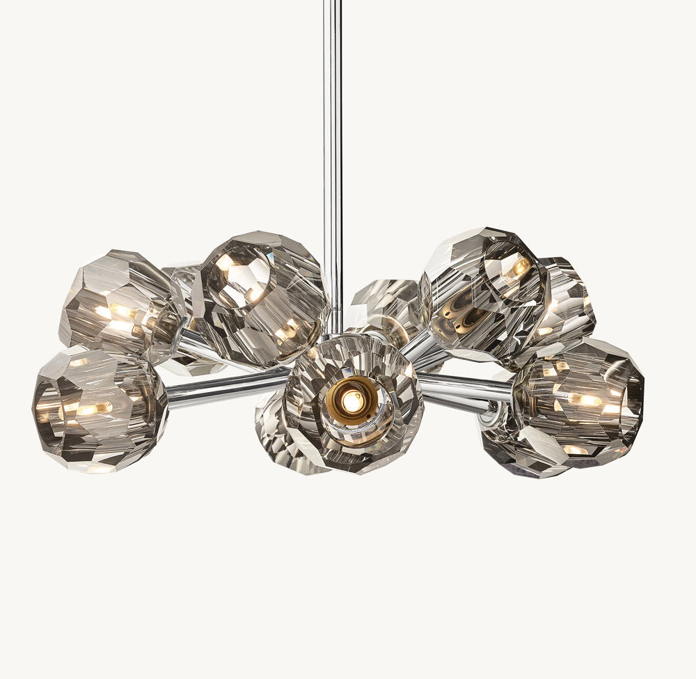 BOULE DE CRISTAL SMOKE GLASS ROUND CHANDELIER 24"