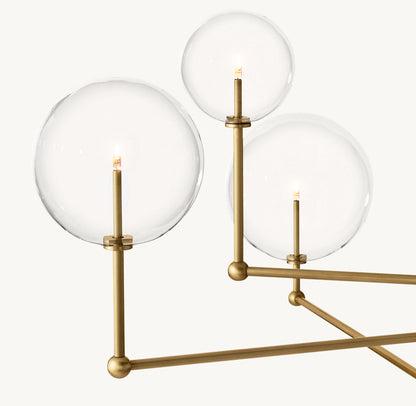 GLASS GLOBE MOBILE THREE-ARM CHANDELIER 46"