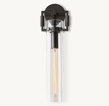 MACHINIST GLASS CYLINDER SCONCE 16"