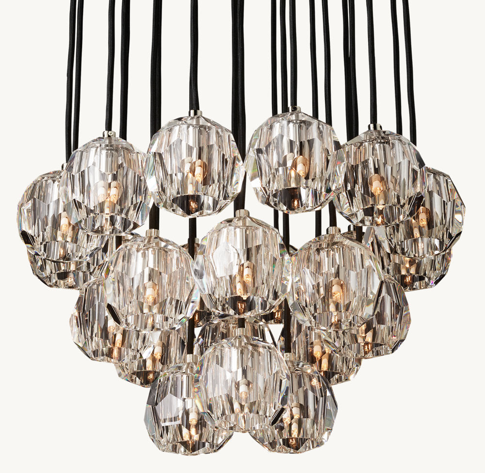 BOULE DE CRISTAL CLEAR GLASS ROUND CLUSTER CHANDELIER 24"