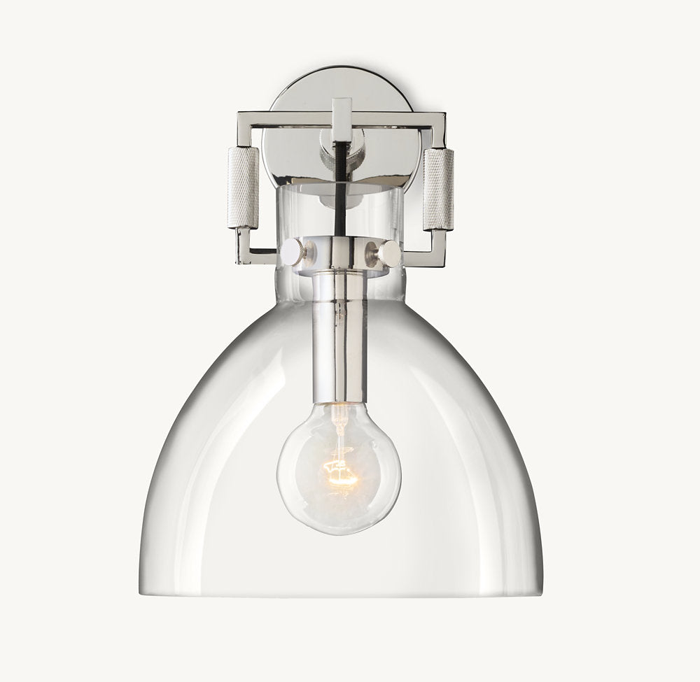 MACHINIST GLASS CLOCHE SCONCE 10"