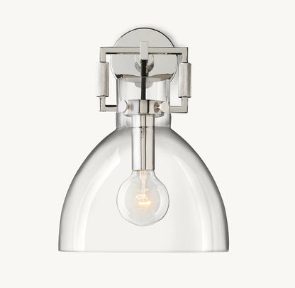 MACHINIST GLASS CLOCHE SCONCE 10"