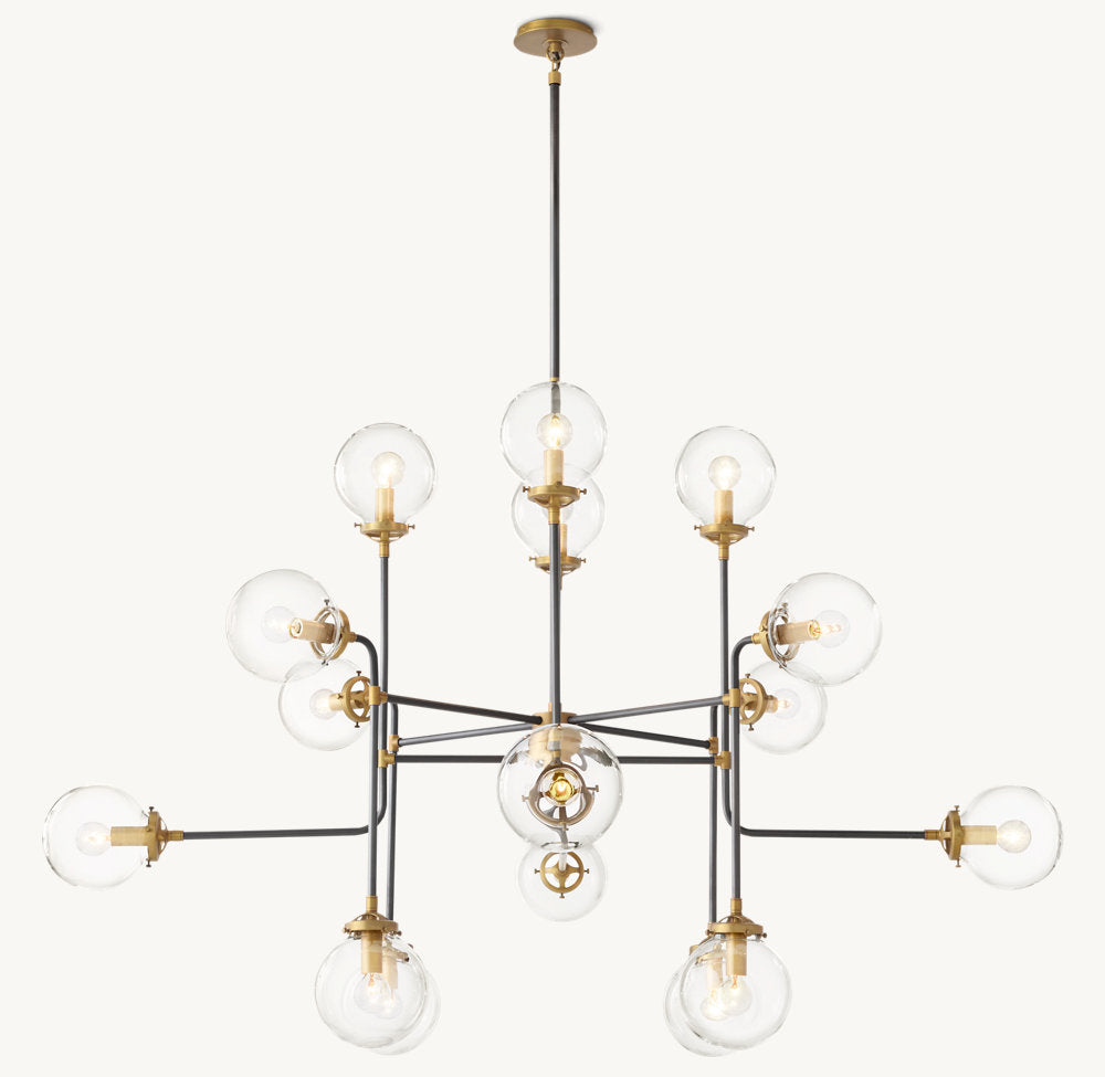 BISTRO GLOBE CLEAR GLASS CHANDELIER 56"