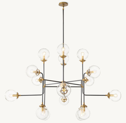 BISTRO GLOBE CLEAR GLASS CHANDELIER 56"