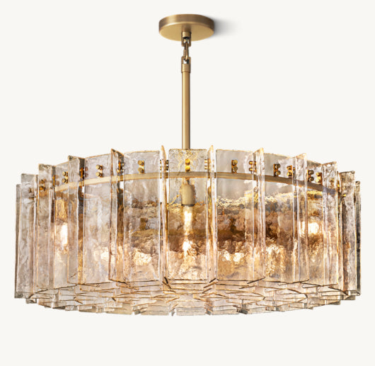 LATTICE SMOKE GLASS ROUND CHANDELIER 48"