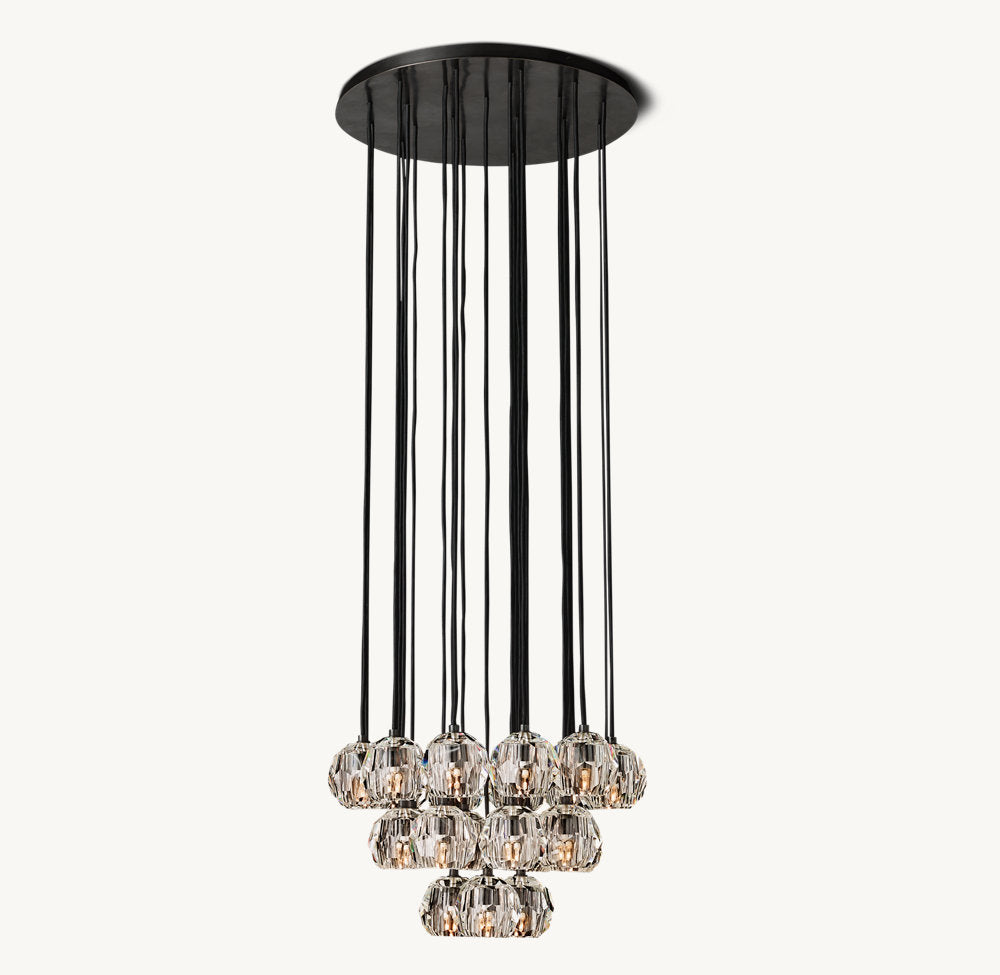 BOULE DE CRISTAL CLEAR GLASS ROUND CLUSTER CHANDELIER 24"