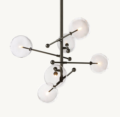 GLASS GLOBE MOBILE SIX-ARM CHANDELIER 40"