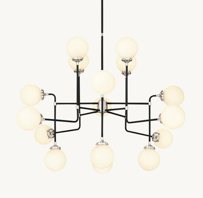 BISTRO GLOBE MILK GLASS CHANDELIER 56"