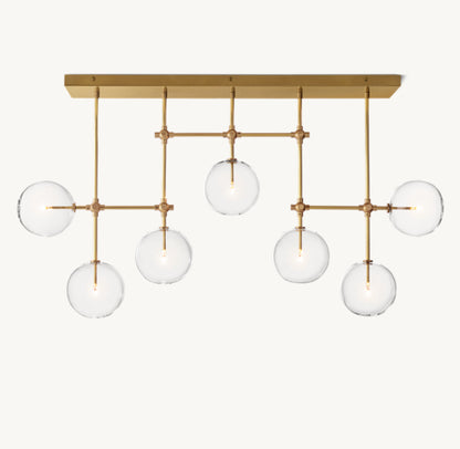 GLASS GLOBE MOBILE LINEAR CHANDELIER 60"