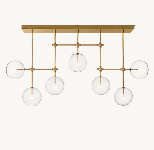 GLASS GLOBE MOBILE LINEAR CHANDELIER 60"