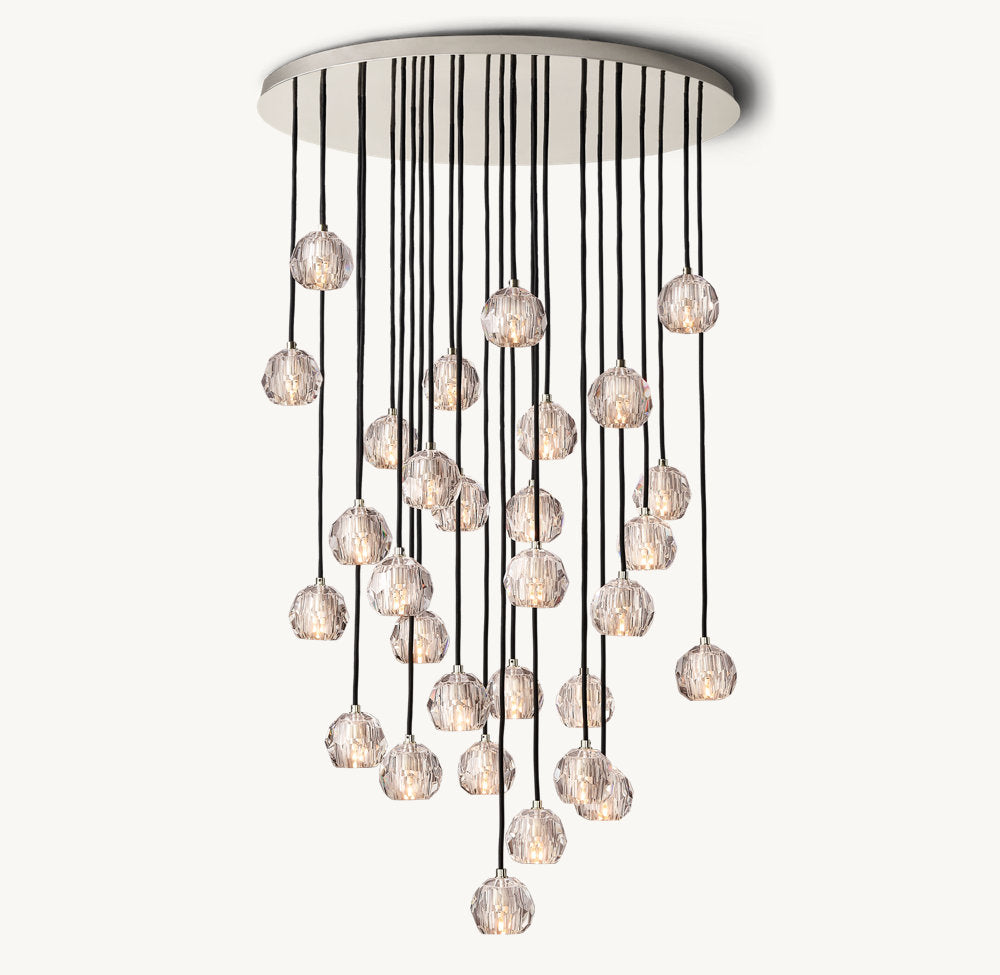 BOULE DE CRISTAL CLEAR GLASS ROUND CLUSTER CHANDELIER 40"