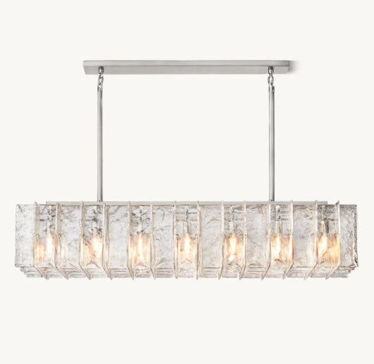 LATTICE CLEAR GLASS RECTANGULAR CHANDELIER 67"