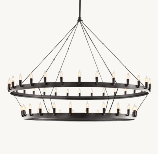 CAMINO VINTAGE CANDELABRA TWO-TIER CHANDELIER 63"