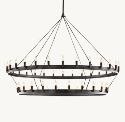 CAMINO VINTAGE CANDELABRA TWO-TIER CHANDELIER 63"