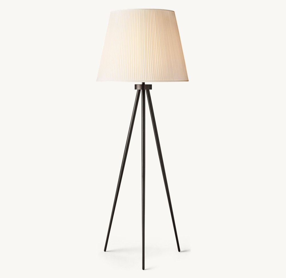 REED WHITE PLEATED SILK SHADE FLOOR LAMP