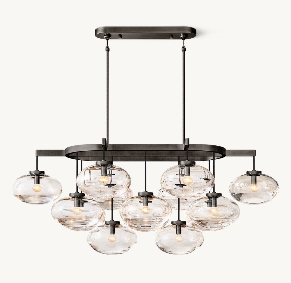 CABRETTE CLEAR GLASS LINEAR CHANDELIER 54"