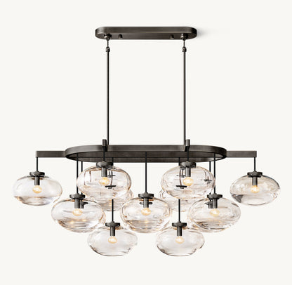 CABRETTE CLEAR GLASS LINEAR CHANDELIER 54"