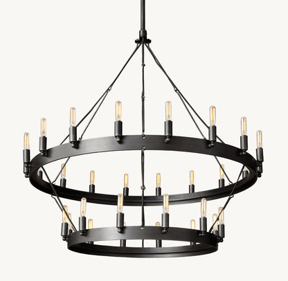 CAMINO VINTAGE FILAMENT TWO-TIER CHANDELIER 38"