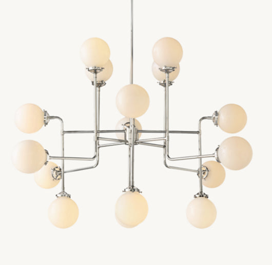 BISTRO GLOBE MILK GLASS CHANDELIER 56"