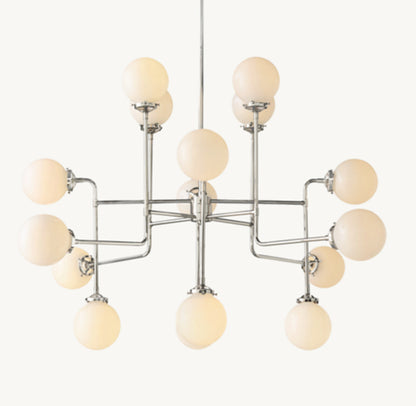 BISTRO GLOBE MILK GLASS CHANDELIER 56"