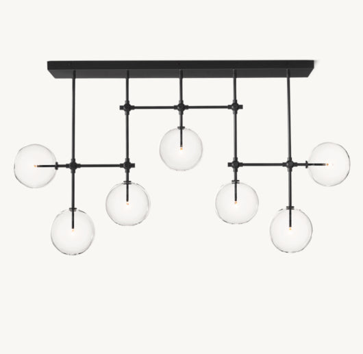 GLASS GLOBE MOBILE LINEAR CHANDELIER 60"