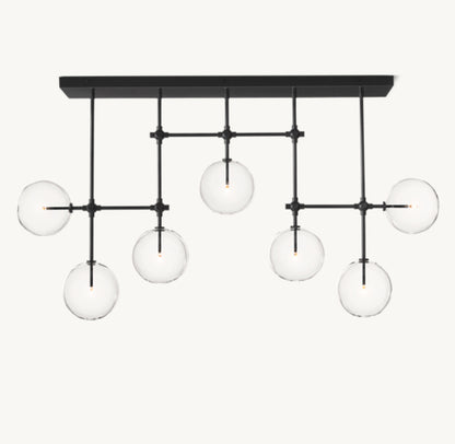 GLASS GLOBE MOBILE LINEAR CHANDELIER 60"