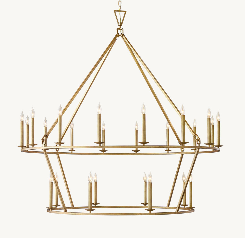 19TH C. ENGLISH OPENWORK TWO-TIER ROUND CHANDELIER 62"