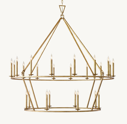 19TH C. ENGLISH OPENWORK TWO-TIER ROUND CHANDELIER 62"