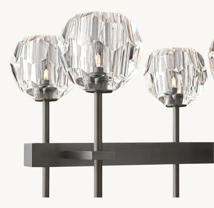 BOULE DE CRISTAL CLEAR GLASS DOUBLE LINEAR CHANDELIER 60"