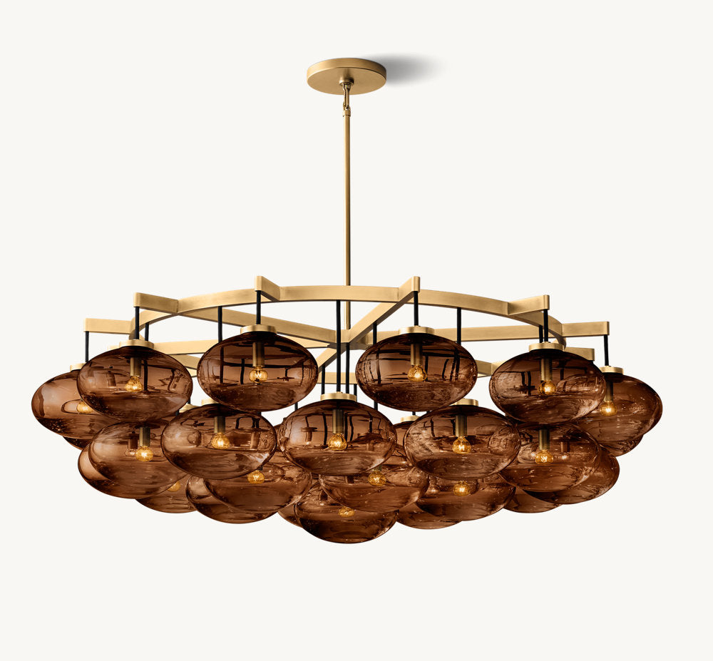 CABRETTE AMBER GLASS ROUND CHANDELIER 60"