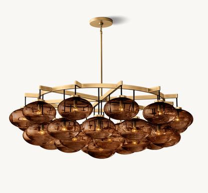 CABRETTE AMBER GLASS ROUND CHANDELIER 60"