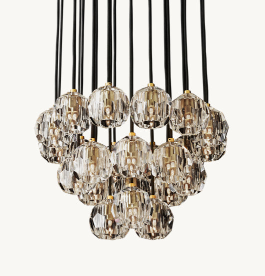 BOULE DE CRISTAL CLEAR GLASS ROUND CLUSTER CHANDELIER 24"