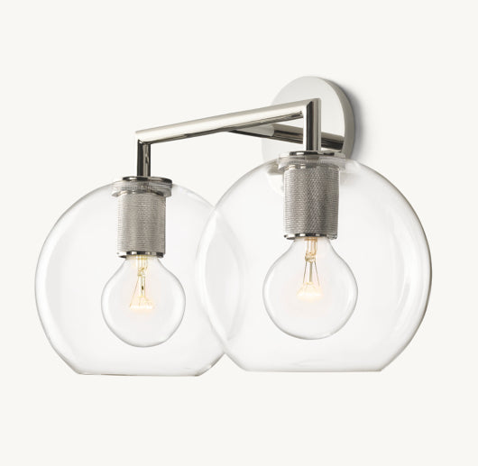 UTILITAIRE GLOBE SHADE DOUBLE SCONCE