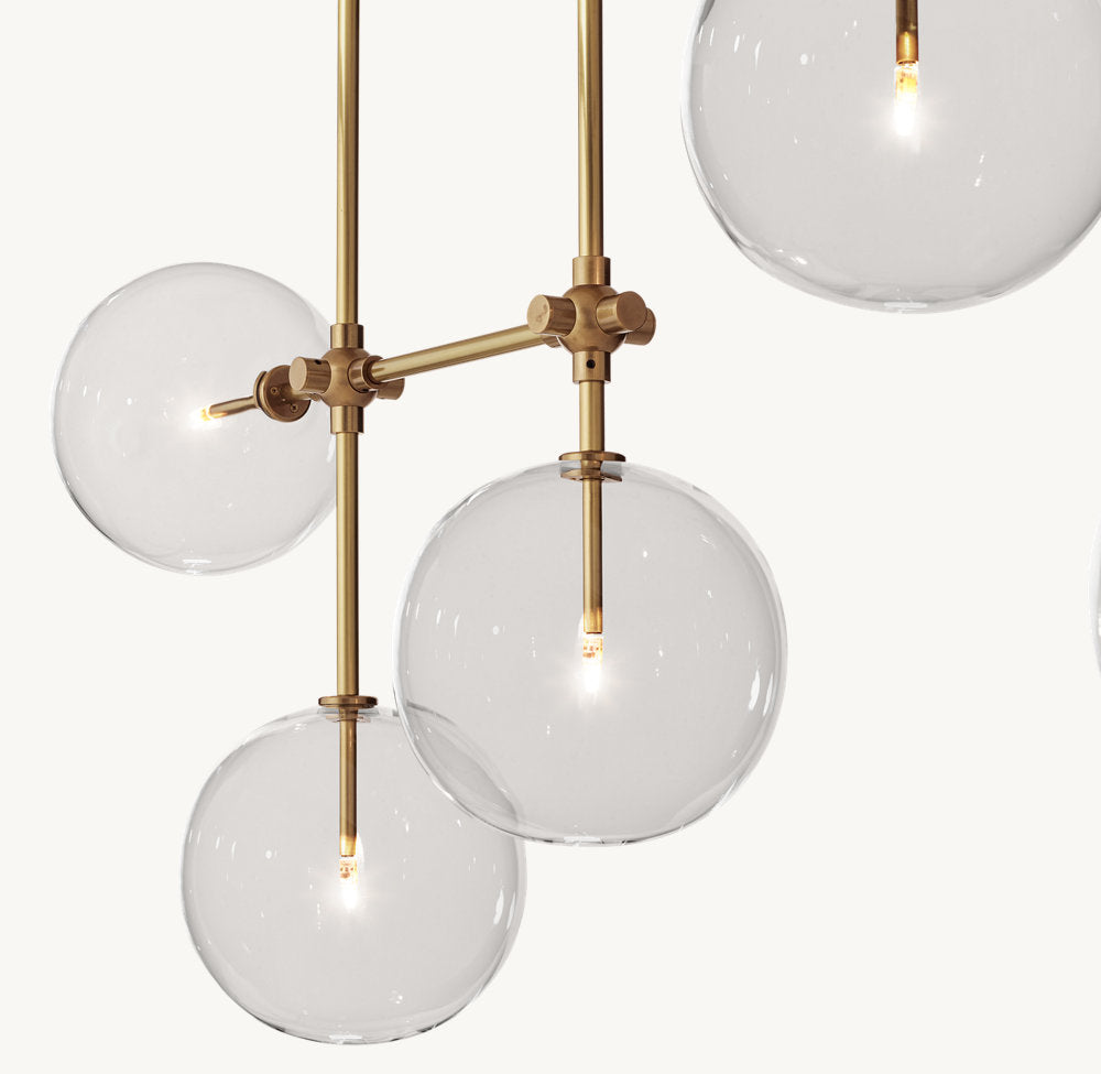 GLASS GLOBE MOBILE LINEAR CHANDELIER 60"
