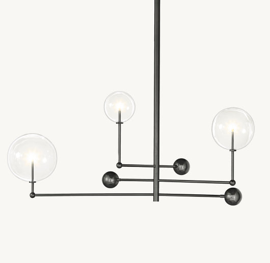GLASS GLOBE MOBILE THREE-ARM CHANDELIER 46"