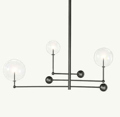 GLASS GLOBE MOBILE THREE-ARM CHANDELIER 46"