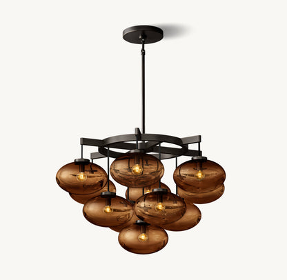 CABRETTE AMBER GLASS ROUND CHANDELIER 36"