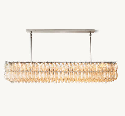 CHIARA CLEAR GLASS RECTANGULAR CHANDELIER 74"