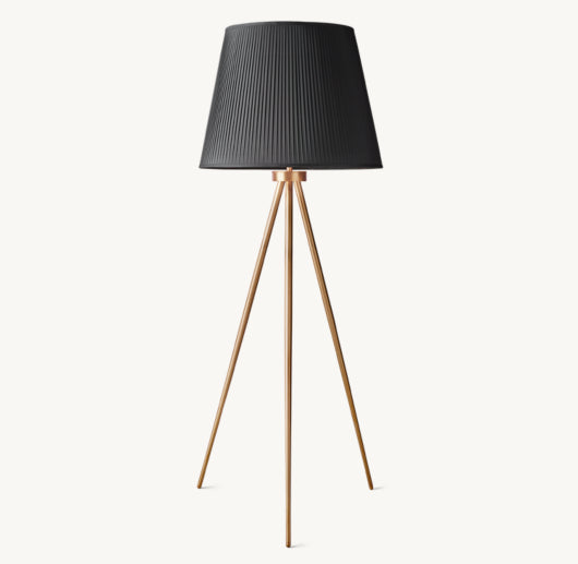 REED BLACK PLEATED SILK SHADE FLOOR LAMP