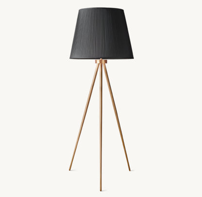 REED BLACK PLEATED SILK SHADE FLOOR LAMP
