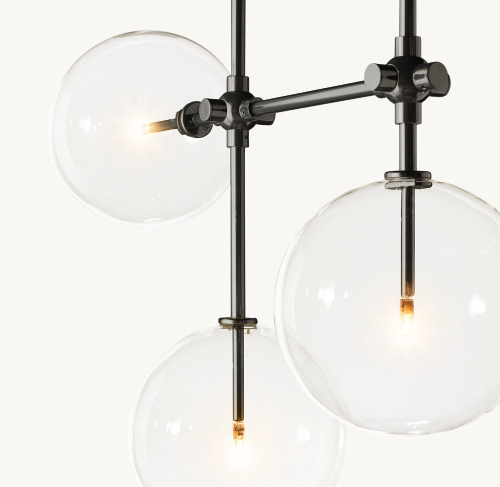 GLASS GLOBE MOBILE LINEAR CHANDELIER 60"