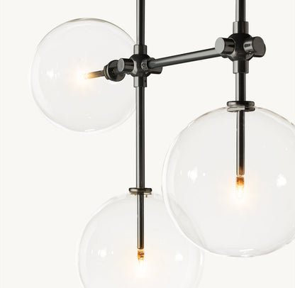 GLASS GLOBE MOBILE LINEAR CHANDELIER 60"