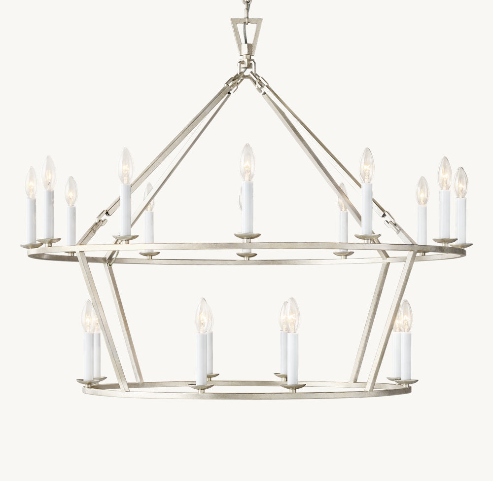 19TH C. ENGLISH OPENWORK TWO-TIER ROUND CHANDELIER 40"