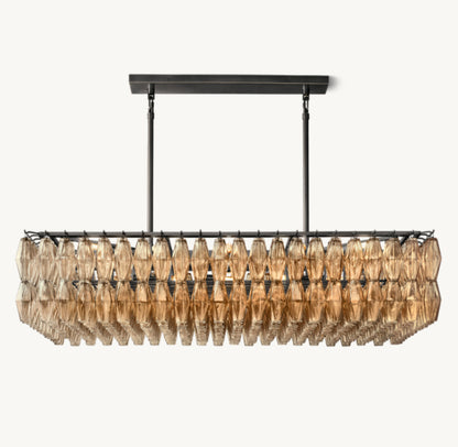 CHIARA SMOKE GLASS RECTANGULAR CHANDELIER 54"