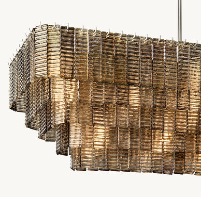SIRENE SMOKE GLASS RECTANGULAR CHANDELIER 77"