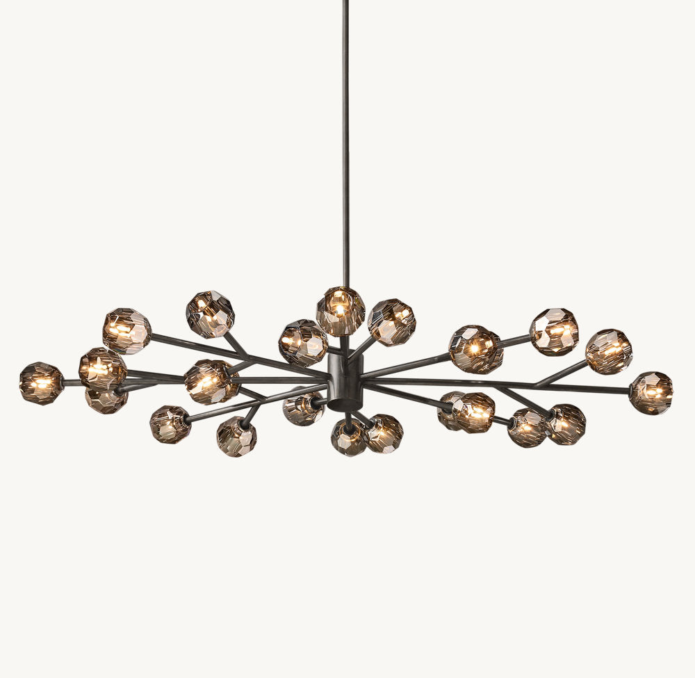 BOULE DE CRISTAL SMOKE GLASS OVAL CHANDELIER 72"